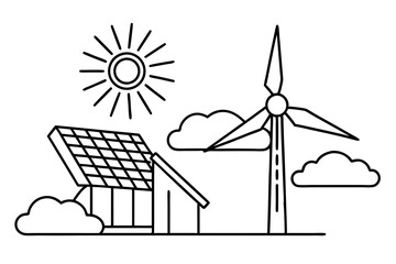 Solar energy art vector illustration