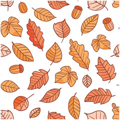 Seamless Pattern of Autumn Leaves and Plants
