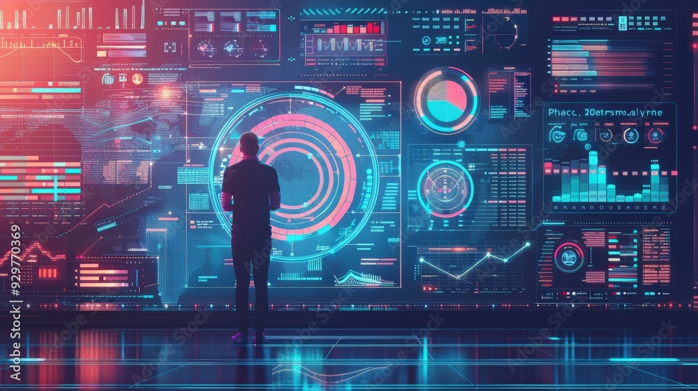 Poster depict the role of big data analytics in banking, with an emphasis on data visualization and predict
