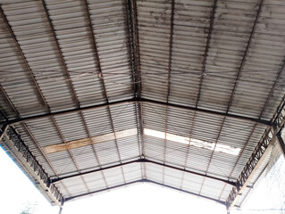 metal iron roof structure for production premises in factories