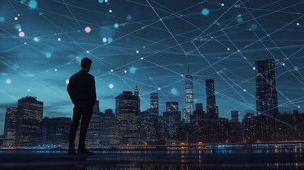 Globale vernetzte Lieferkette durch smarte innovative Logistikprozesse LKW Schiff Weltkarte leuchtpunkte Bewegung Generative AI