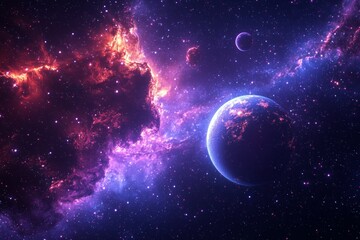 Space cosmic illustration with planets scene created with Generative AI