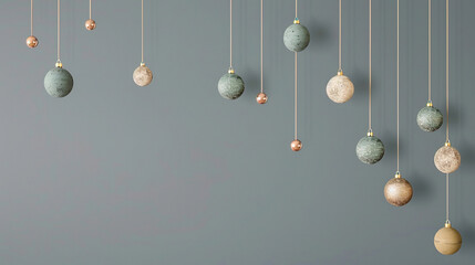 Christmas banner slate grey background. Christmas ball wallpaper