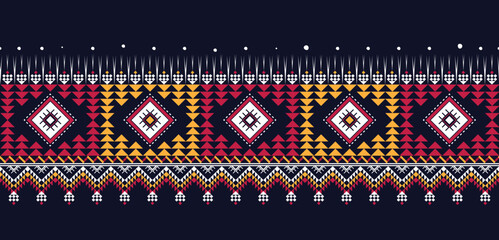 Geometric ethnic oriental pattern african fabric ornamental traditional Design for background,carpet,wallpaper,clothing,wrapping,Batik,fabric or silk fabric,Vector illustration embroidery style.