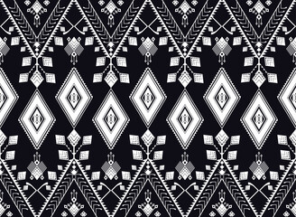 Geometric ethnic oriental pattern fabric ornamental traditional indigo Design for background,carpet,wallpaper,clothing,wrapping,Batik,fabric or silk fabric,Vector illustration embroidery style