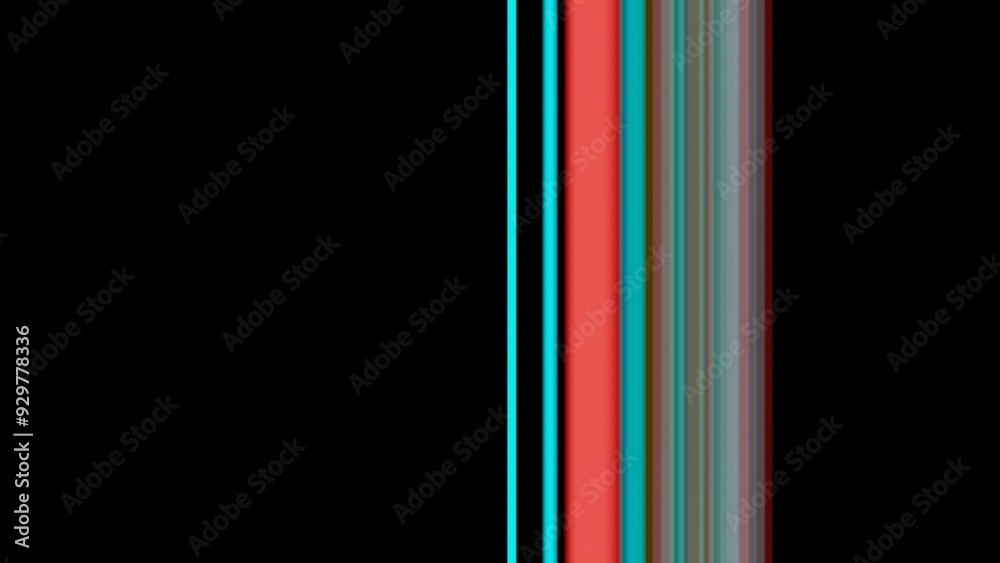 Poster abstract vertical light stripes in red and cyan