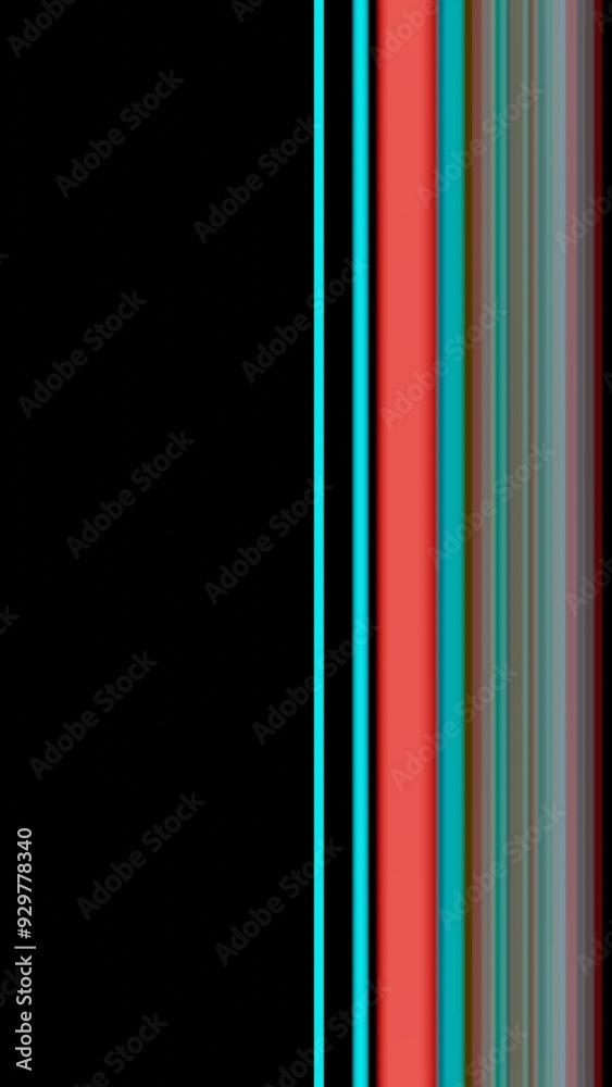 Poster abstract vertical light stripes in red and cyan