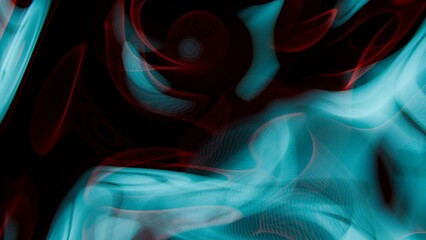Abstract Fluid Light Patterns in Cyan and Red