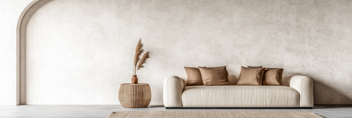 Neutral interior with soft textures and modern decor