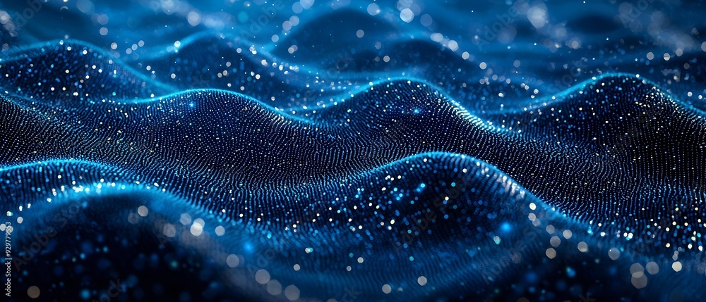 Poster Futuristic Abstract Pattern Recognition in Predictive Systems for Data Mining Showcasing the Extraction of Patterns from Vast Datasets with a Photography Concept and Copy Space for Text