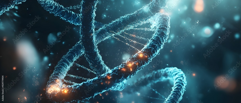 Poster visualizing the intricate dna interactions and cellular components under magnification in a scientif