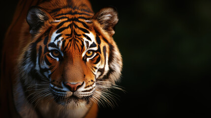 Fototapeta premium A tiger is staring at the camera with its eyes wide open