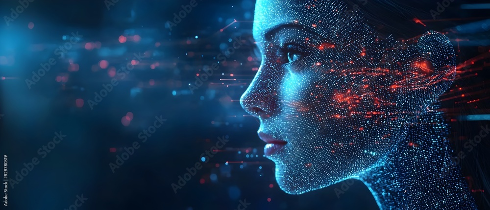 Poster futuristic intelligence driven trend analysis and data visualization interface showcasing the identi