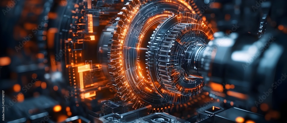 Poster predictive maintenance powered by data analytics visualizing proactive problem solving in futuristic