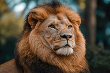 Fototapeta premium A portrait of a happy lion.