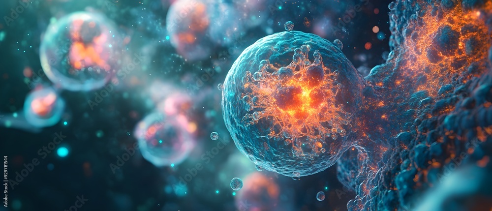 Poster detailed microscopic imaging of cellular organelles showcasing their intricate structure and functio