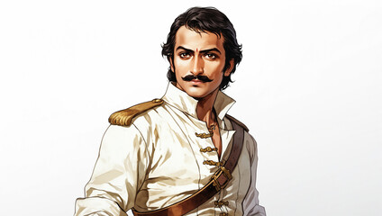 A man with dark hair, mustache