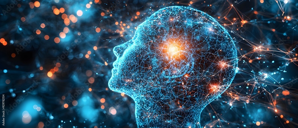 Poster Neural networks powering predictive modeling systems with advanced architectures to enhance model accuracy in a photography concept with copy space for text overlay