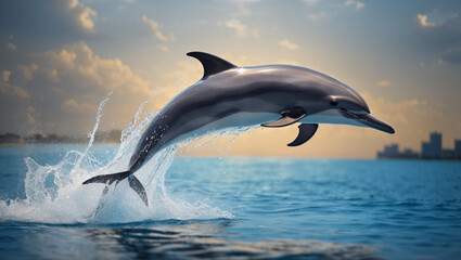 Obraz premium dolphin jumping out of water