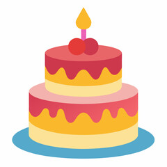 Birthday cake art vector illustration