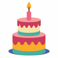 Birthday cake art vector illustration