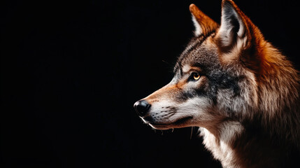 Fototapeta premium A wolf is staring at the camera with its mouth open