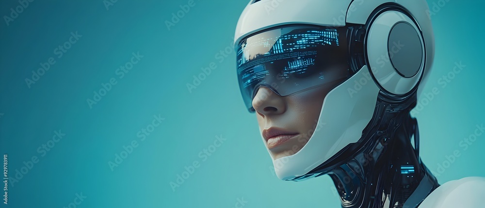 Poster futuristic visualization of ai powered automation and self improving predictive analytics systems