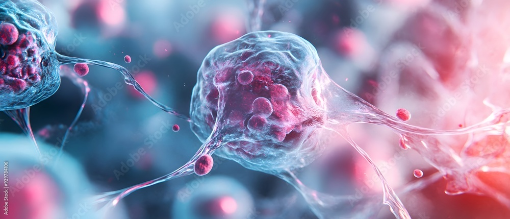 Poster photography concept highlighting biochemical processes within tissues as observed through microscopi