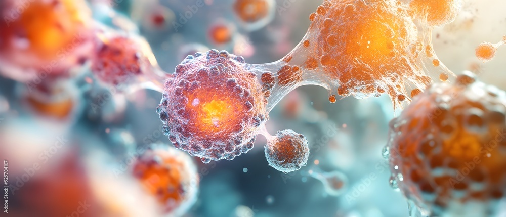 Poster biochemical processes within tissues observed through microscopic molecular interactions and cellula