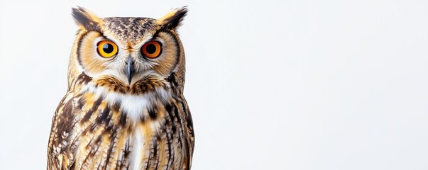 Obraz premium An owl perched and staring, with detailed feathers