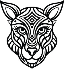 animal head modern tribal tattoo abstract line art illustration