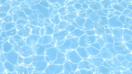 Fototapeta premium Transparent pale blue clear water surface texture with ripples and splashes.