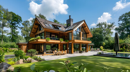 Fototapeta premium Luxurious Wooden Country House Holiday home that can be rented