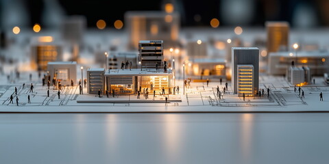 walkable city, urban design, metropolitan city planning, rough active style image concept.