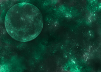 緑の月が浮かぶ恐怖の背景画像
