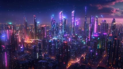 Obraz premium Neon Cityscape at Night
