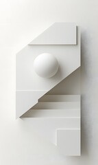 11. Sleek 3D abstract art featuring layered geometric shapes with a soft gradient effect, isolated on a clean white surface