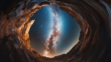 Milky Way Galaxy Viewed Through a Canyon Opening