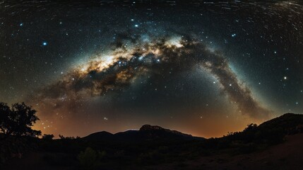 Fototapeta premium Milky Way Arching Over a Mountain Range at Night