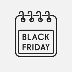 Black friday - vector icon calendar day, sale