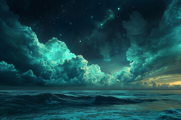 Night Sky over Ocean.