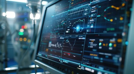 Fototapeta premium A close-up of a computer screen displaying a medical software used in hospital engineering for equipment diagnostics.