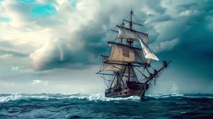 Obraz premium Sailing Through the Storm