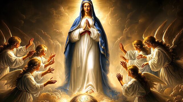 The Holy Virgin Mary surrounded by angels