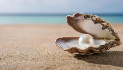  White pearl inside opened oyster shell