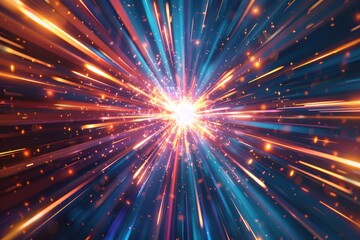 Naklejka premium A 3D holographic starburst, with rays of light emanating from a central point