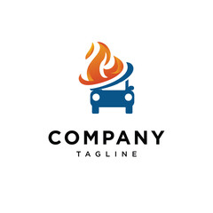Fire Car combination logo icon vector