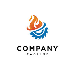 Fire Saw combination logo icon vector
