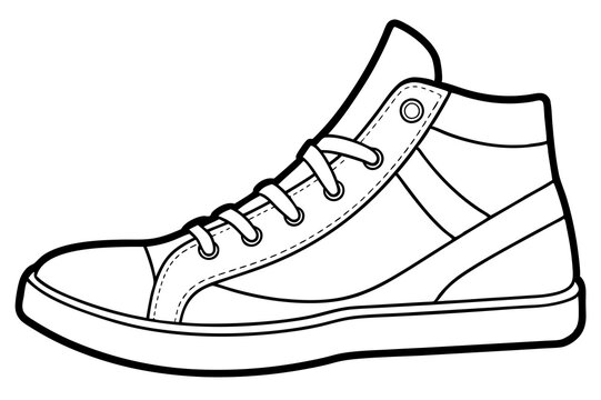 recommend clip art: Continuous single line drawing of high-top sneaker, art vector illustrator