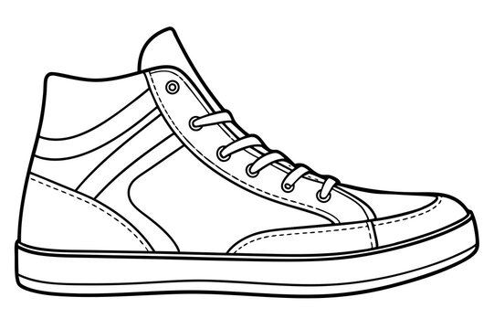 recommend clip art: Continuous single line drawing of high-top sneaker, art vector illustrator